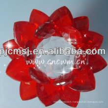 Bougeoir de fleur de Lotus rouge en cristal pour la décoration de bon vendredi